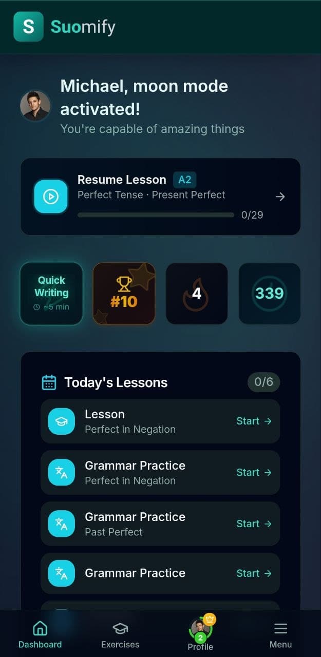App screenshot - dashboard